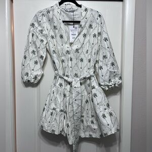Zara White Dress with Palm Tree Print